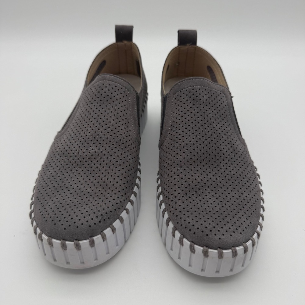 Ilse Jacobsen Tulip 139 Perforated Slip-On Shoes Smoked Pea Gray EU 38